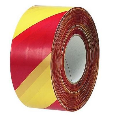 Avspärrningsband 75 mm x500 m röd/gul