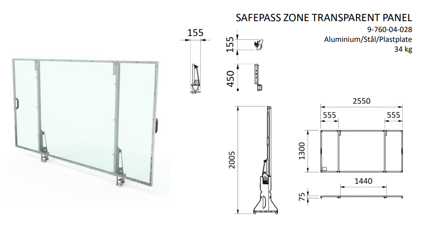 Safepass Zone läpinäkyvä paneeli SSJ TRANSPARENT ZONE