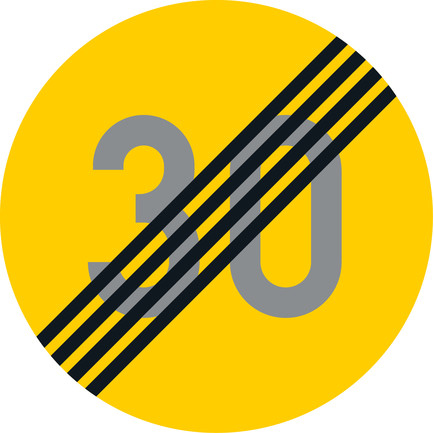 C33 Hastighetsbegränsning upphör 30 km/h