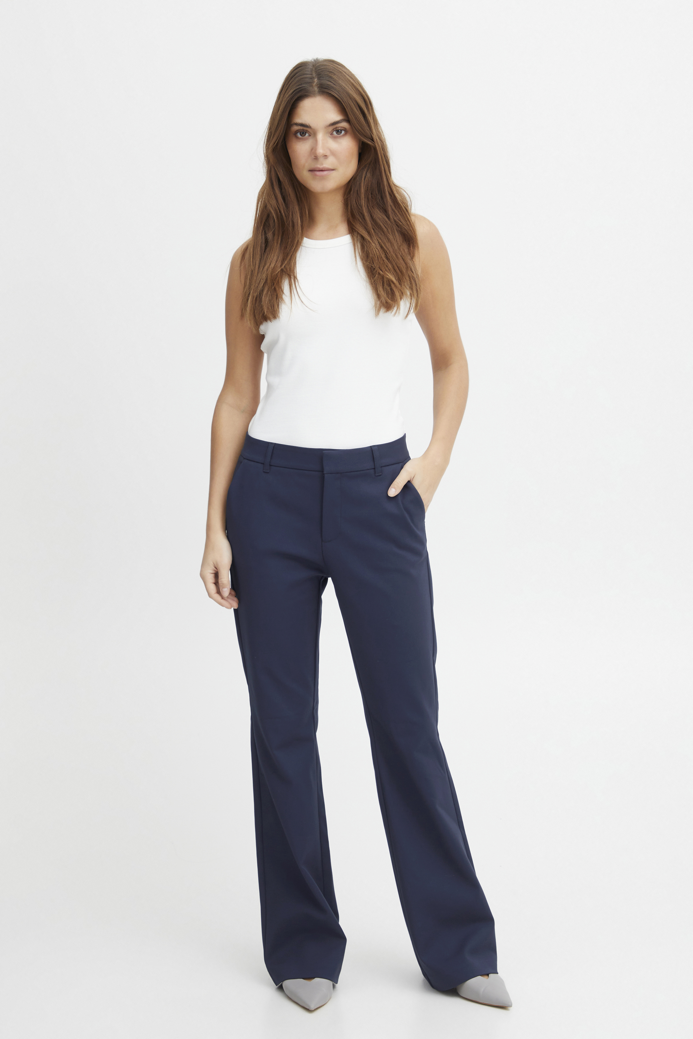 PZBINDY HW Pants Bootcut Leg in dark sapphire colour | Pulz Jeans