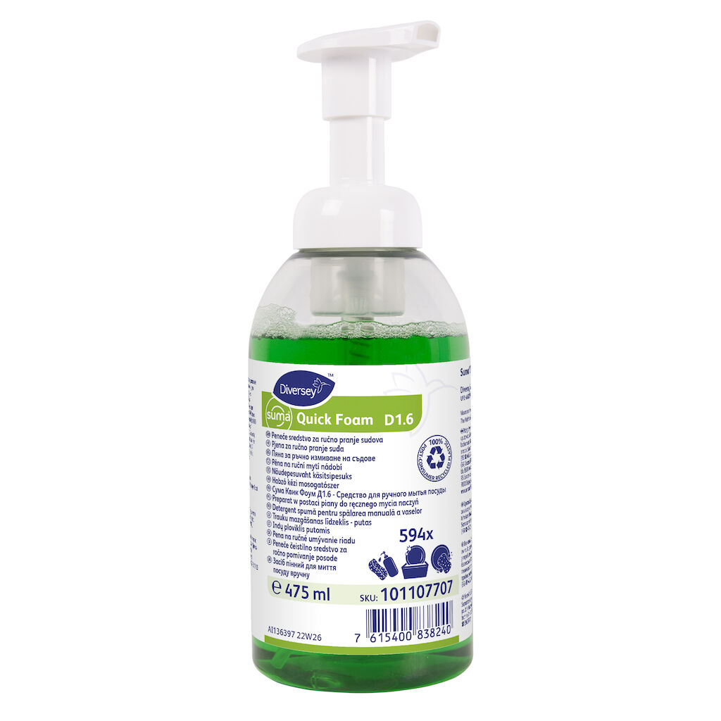 Suma Quick Foam D1.6 6x0.475L - Detergent spumă pentru spălarea manuală a vaselor
