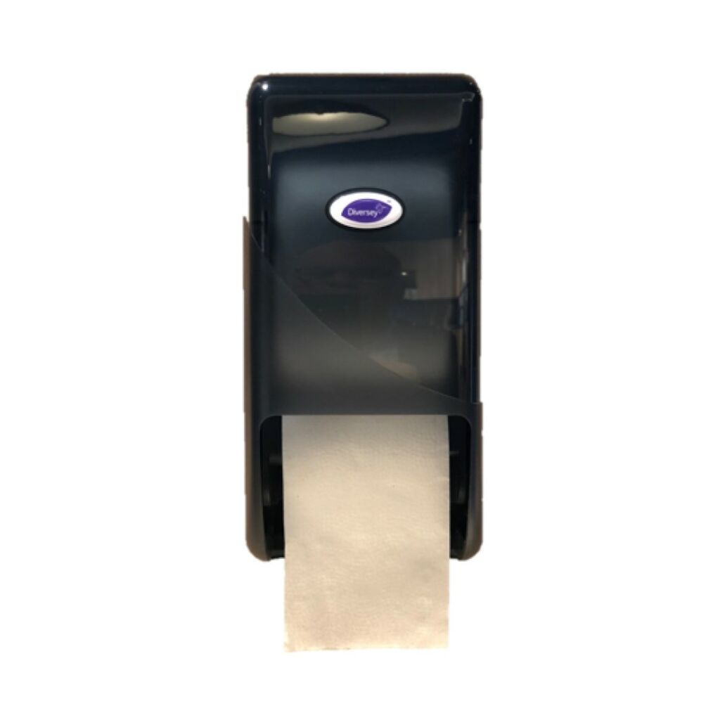 DIB Compact Toilet Paper Doppenrol Dispenser PIastic - Wit 1st - Zwart - Witte, ABS kunststof, toiletrolhouder voor 2 compact rollen