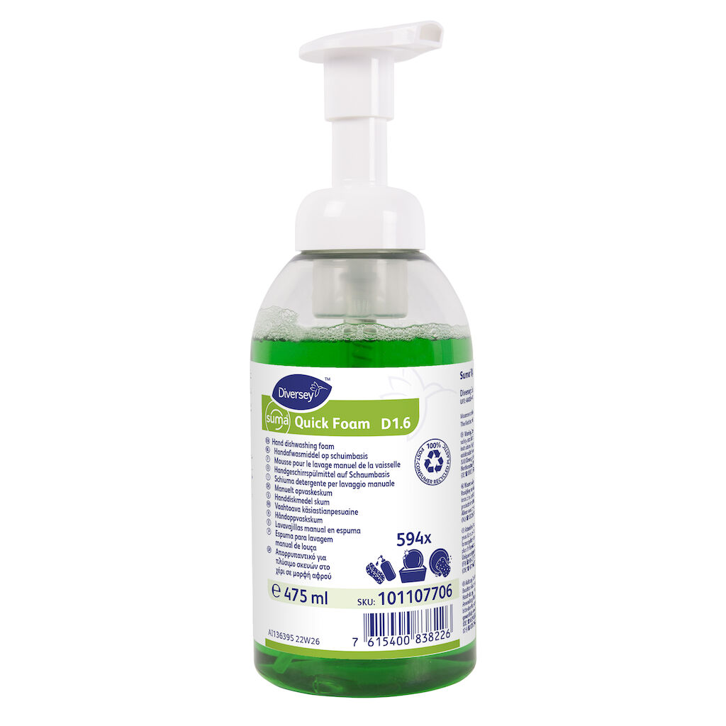 Suma Quick Foam D1.6 6x0.475L - Detergente em espuma para lavagem manual de louça