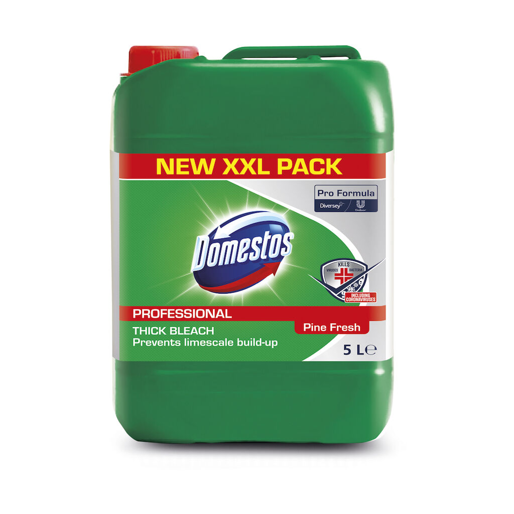 Domestos Pro Formula Detergent Lichid Dezinfectant Zilnic Pine Fresh 5L - Înălbitor dezinfectant cu protecție împotriva depunerilor de calcar de 3 ori mai îndelungată*