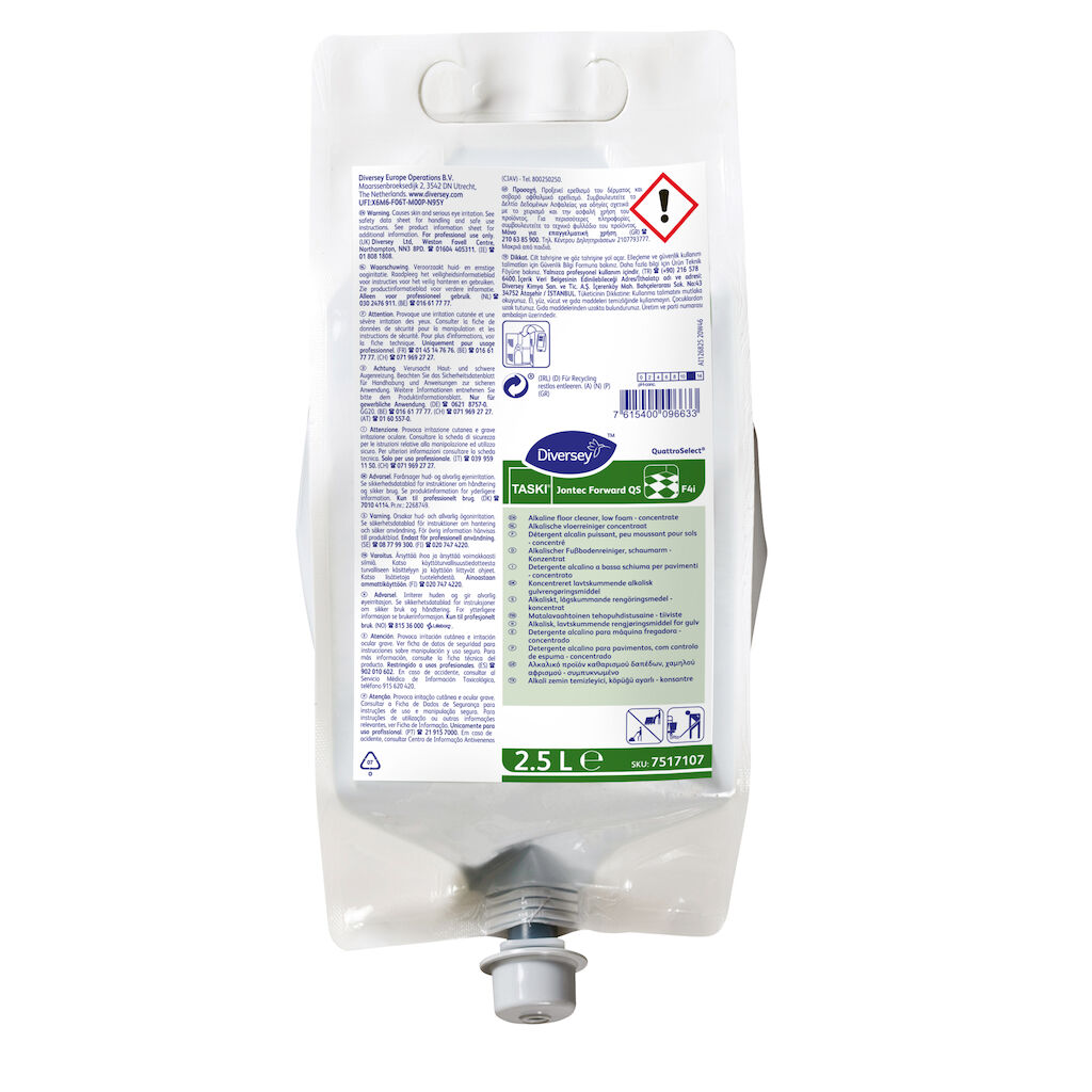 TASKI Jontec Forward QS F4i 2x2.5L - Détergent alcalin puissant peu moussant pour sols, en Quattro Select